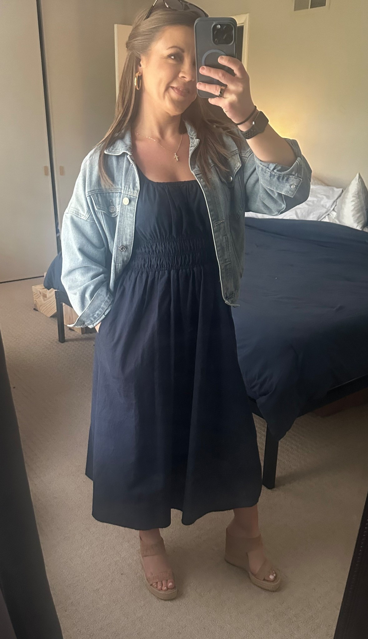 Easy church outfit 🤍💙

#dress #jacket #ootd #churchoutfit #churchootd 

#LTKPetite #LTKdayinmylife #LTKootd