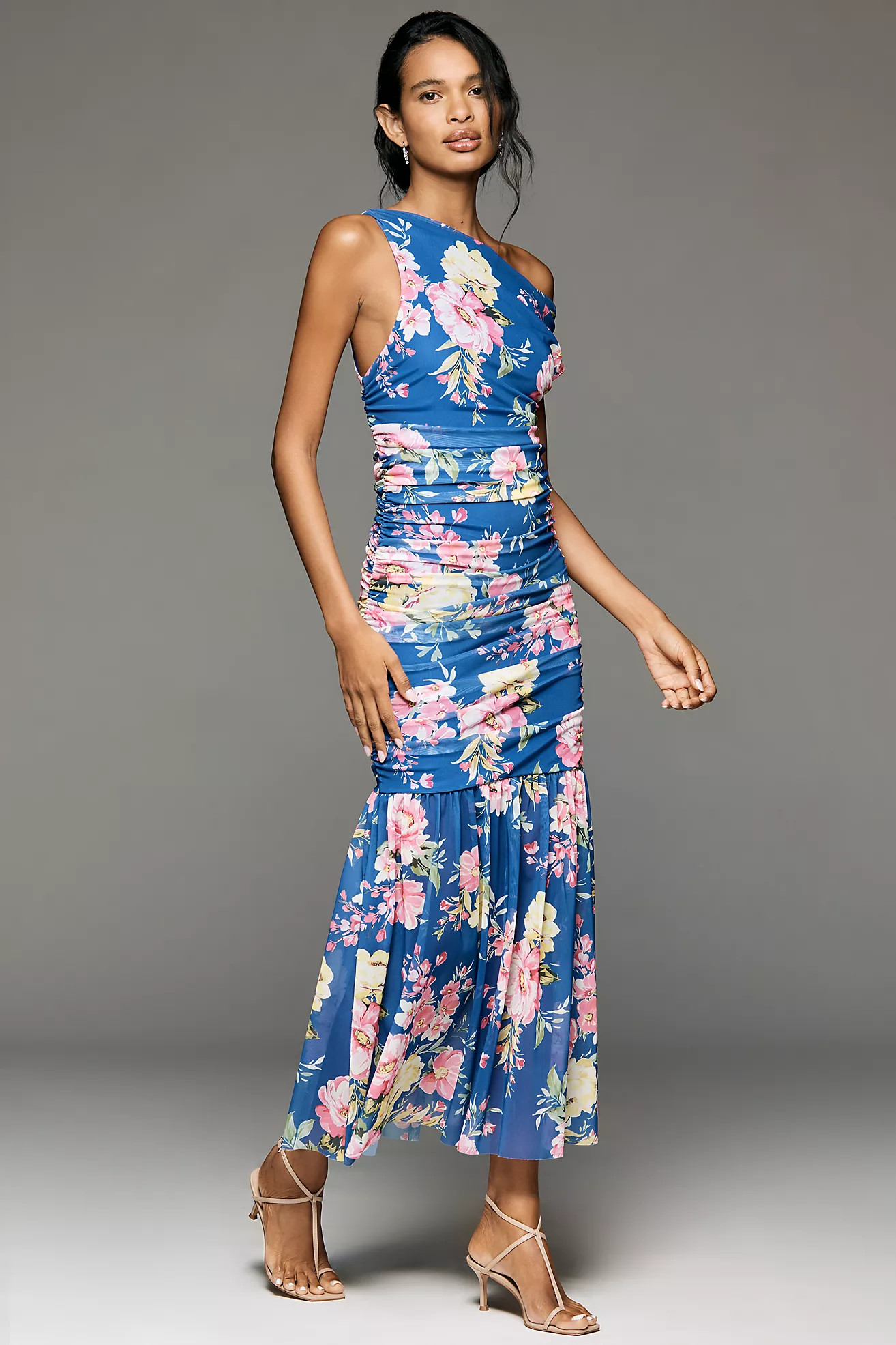 By Anthropologie Off-Shoulder Printed Mesh Maxi Dress | Anthropologie (US)