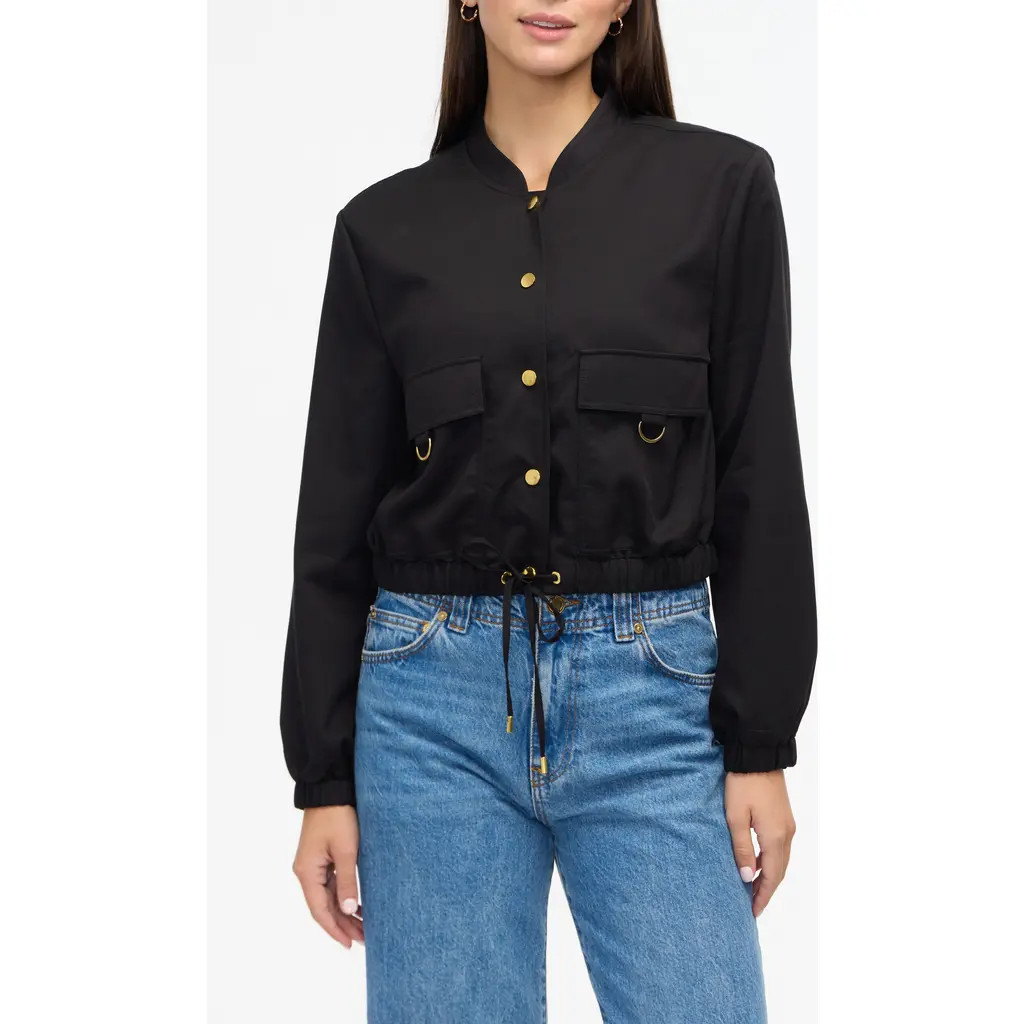 Ellen Tracy Cropped Bomber Jacket in Black at Nordstrom Rack, Size Large | Nordstrom Rack