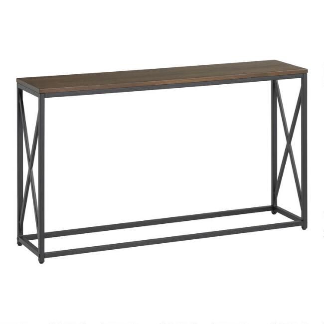 Dark Brown and Black X Base Farmhouse Console Table | World Market