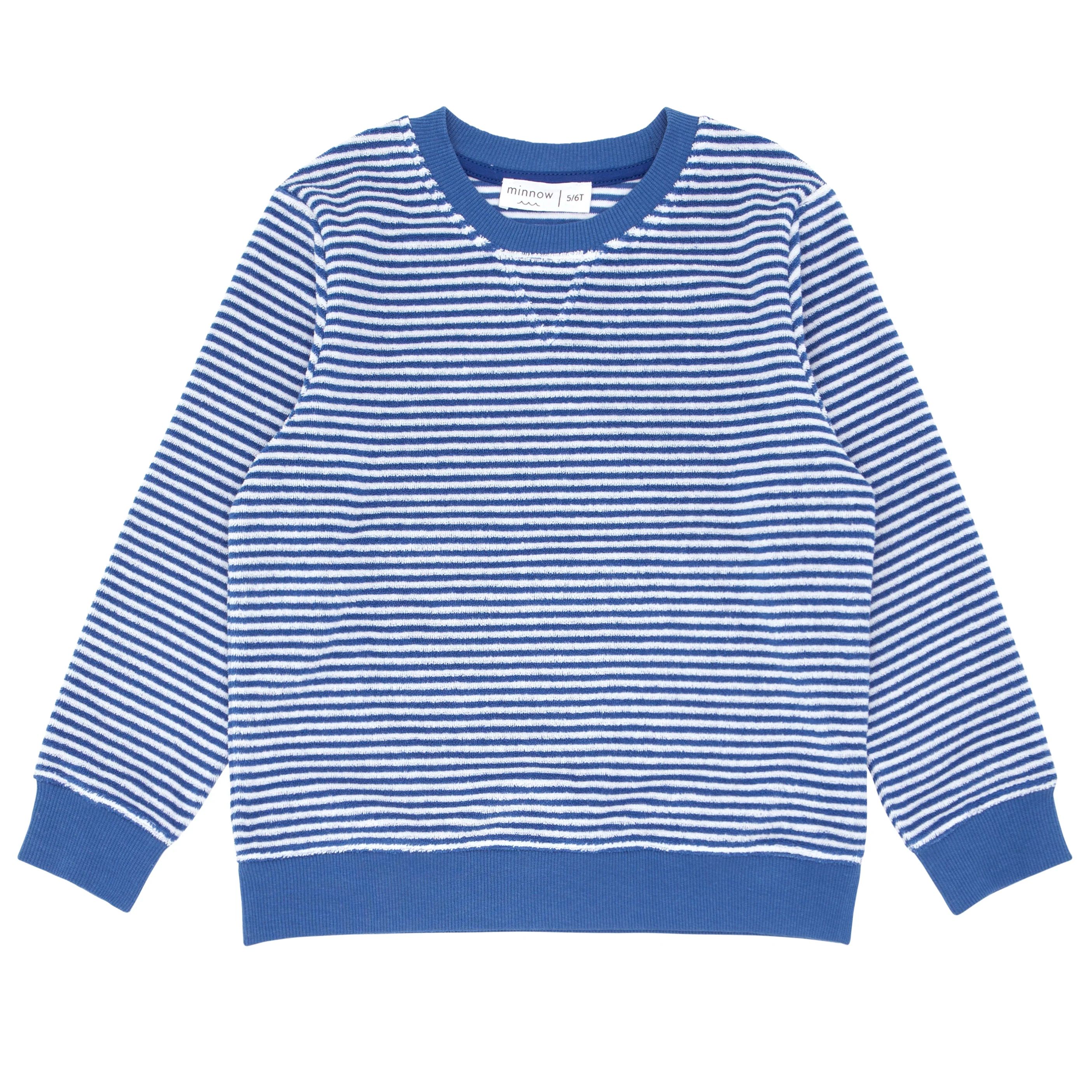 unisex cove blue stripe french terry sweatshirt | minnow swim | minnow