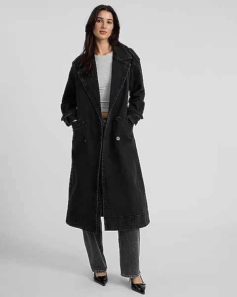 Black Denim Trench Coat | Express