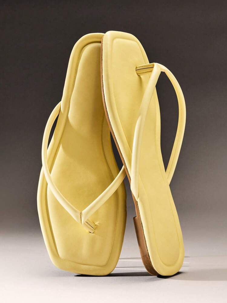 Hauture Sandali piatti comodi da donna, infradito gialli | SHEIN