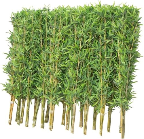 Artificial Bamboo Stalks with Leaves, Fake Green Plants Landscaping Ornaments for Home Outdoor Porch Patio Garden(10 Bamboo,1.5m/4.9ft Tall) | Amazon (US)