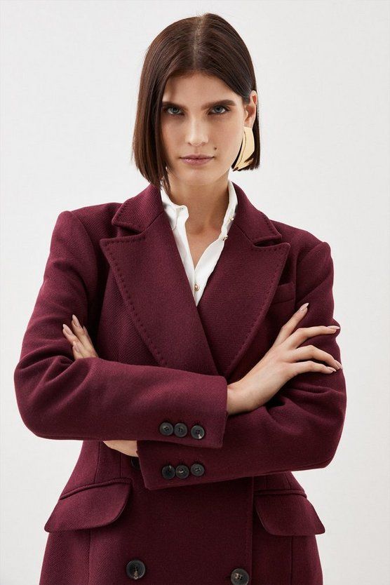 Italian Wool Blend Fitted Single Breasted Coat | Karen Millen US
