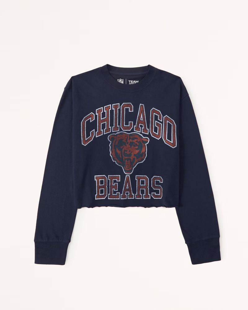 Long-Sleeve Cropped Chicago Bears Graphic Tee | Abercrombie & Fitch (US)