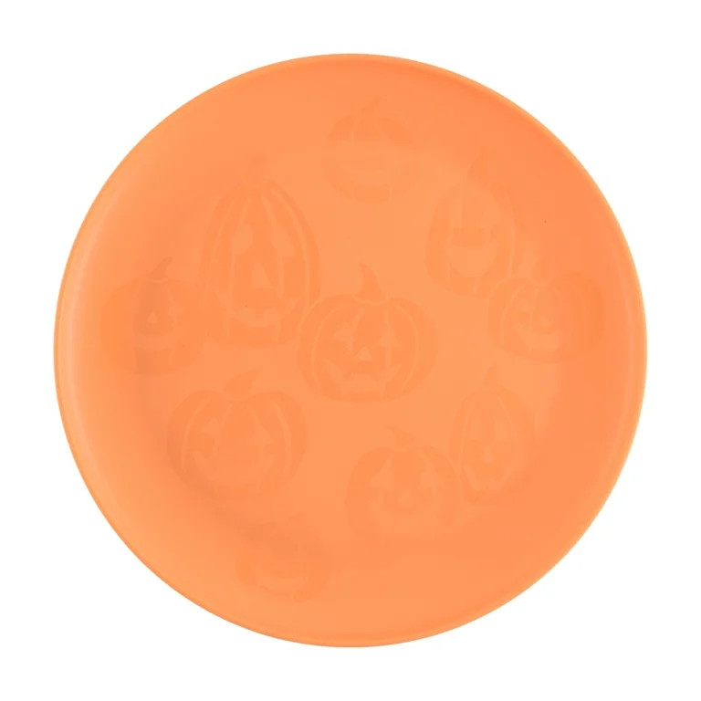 Mainstays 10.5 inch Round Plastic Etched Halloween Pumpkin Plate, Orange | Walmart (US)