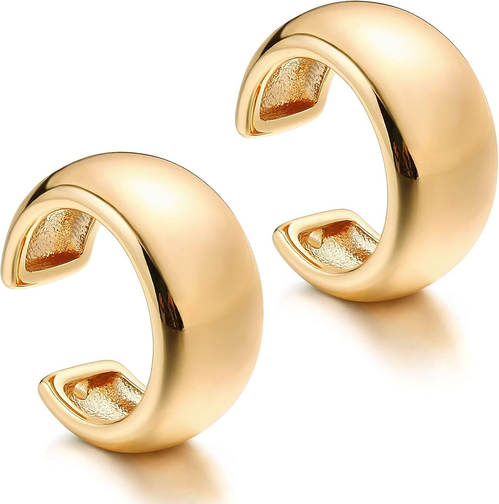 MEVECCO Gold Ear Cuff Earring 18K Gold Plated Non Pierced Ear Cartilage Clip on Wrap Hoop Tiny Ch... | Amazon (US)