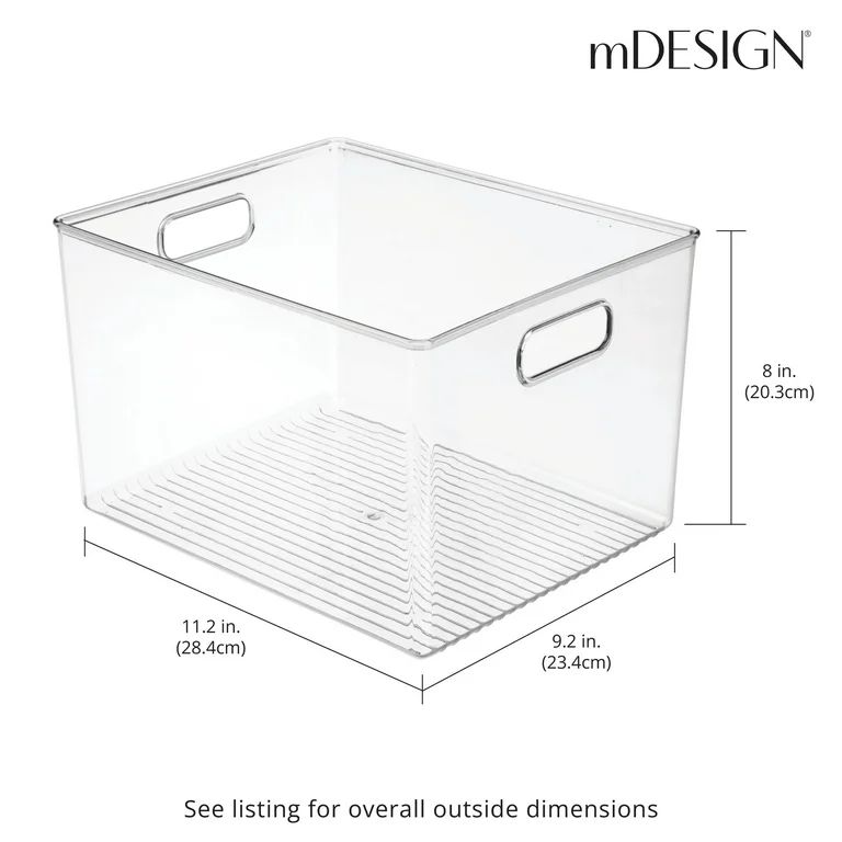 mDesign Large Plastic Household Storage Organizer Bin with Handles - Clear | Walmart (US)