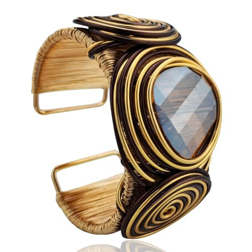 KOLODOGO Wide Cuff Chunky African Bracelets for Women Open Cuff Bangles | Amazon (US)