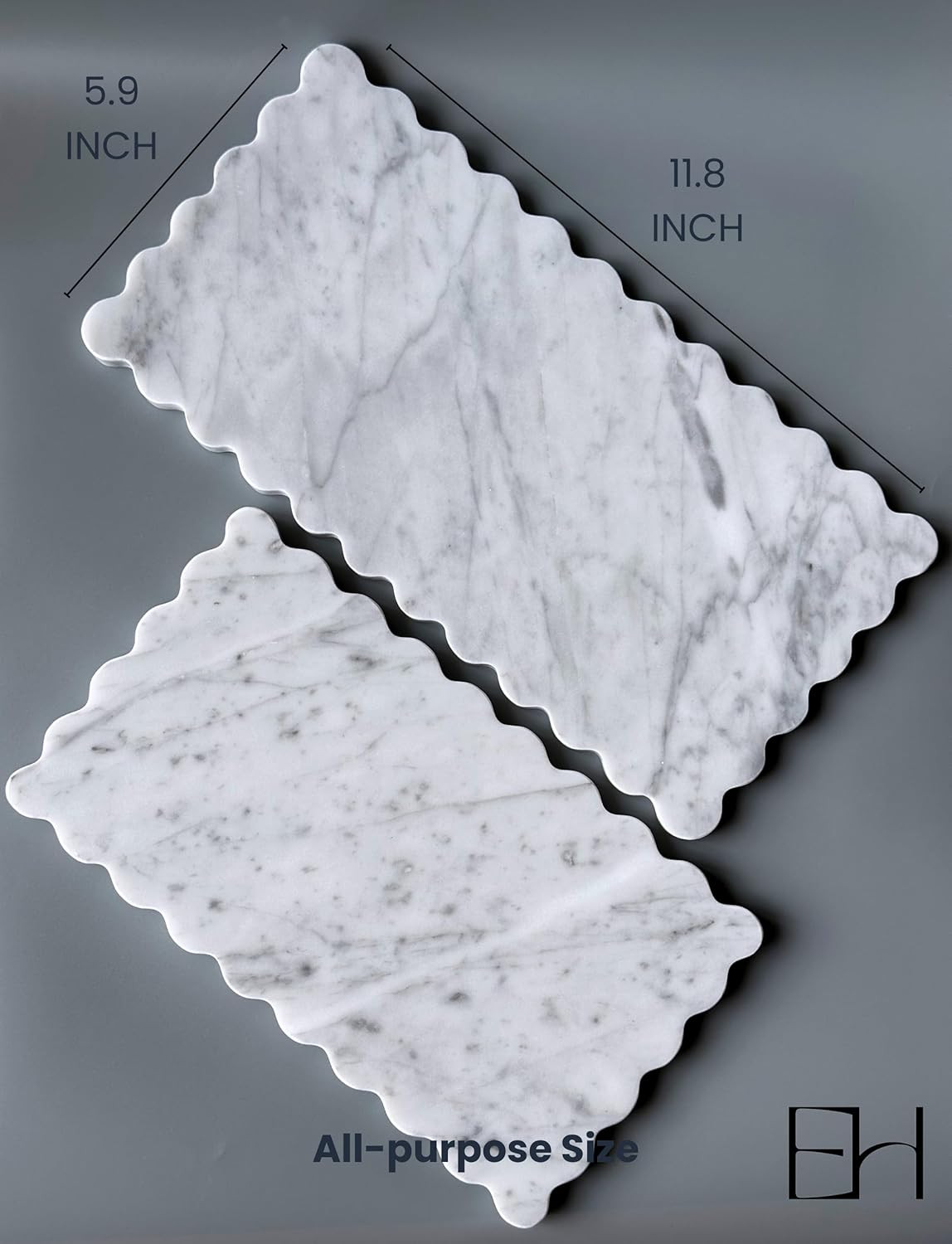 Natural Marble Scalloped Tray, 12" x 6" Serving Board, Scallop Stone Marble Tray to Home Bathroom... | Amazon (US)