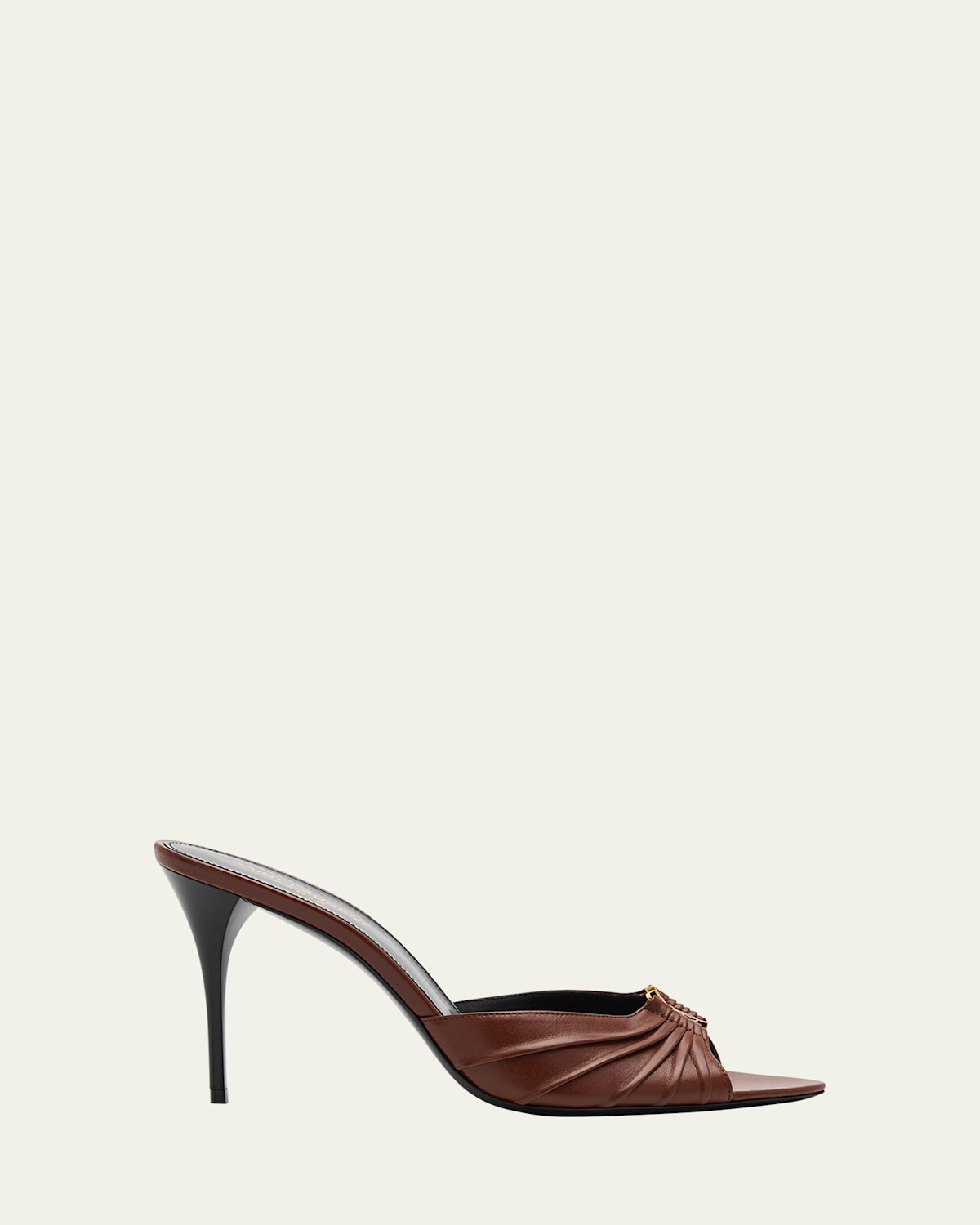 Babylone YSL Ruched Leather Mule Sandals | Bergdorf Goodman