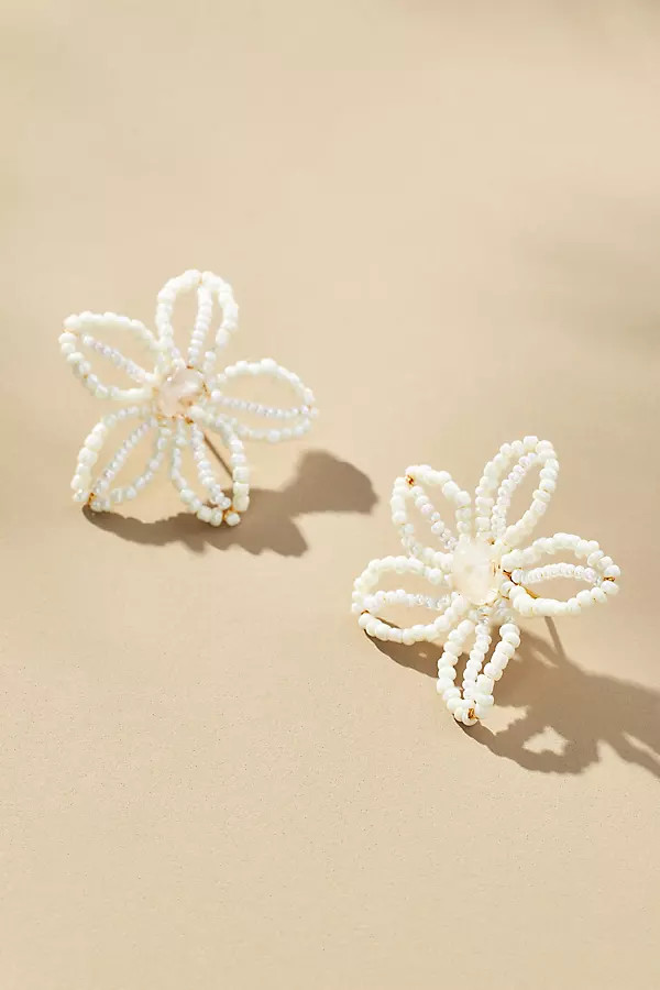 Extra Small Beaded Floral Post Earrings | Anthropologie (US)