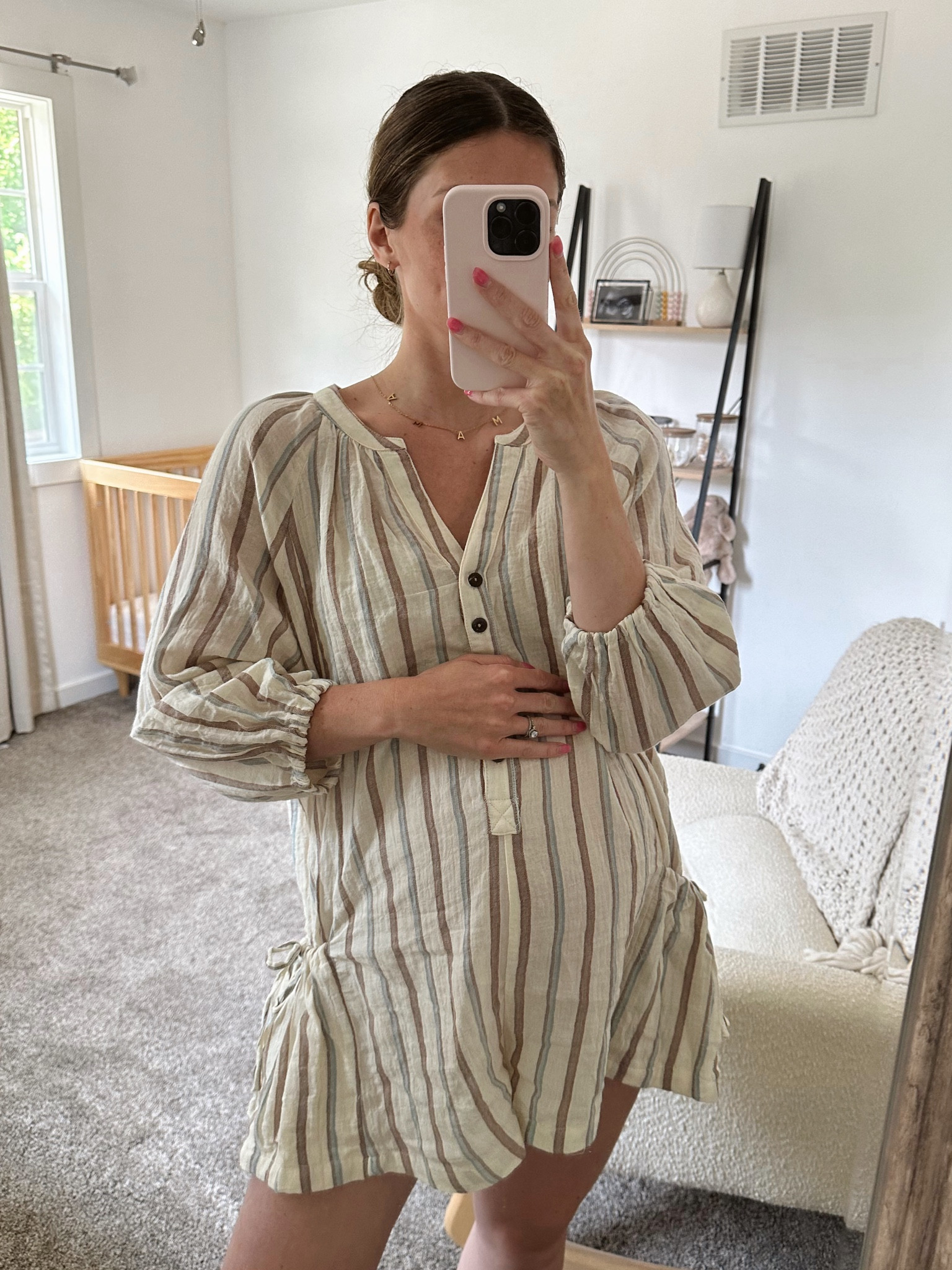 wearing small in romper, brandy25 for 25% off! So lightweight, comfy & love the details 
Would also be so cute for the fourth

Summer outfit
Summer bump
Fourth of July outfit  

#LTKbump #LTKSeasonal #LTKunder100