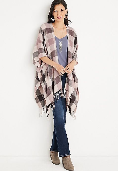 Plaid Blanket Ruana | Maurices