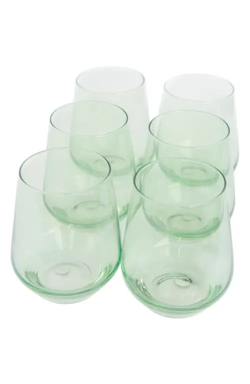Estelle Colored Glass Set of 6 Stemless Wineglasses in Mint Green at Nordstrom | Nordstrom