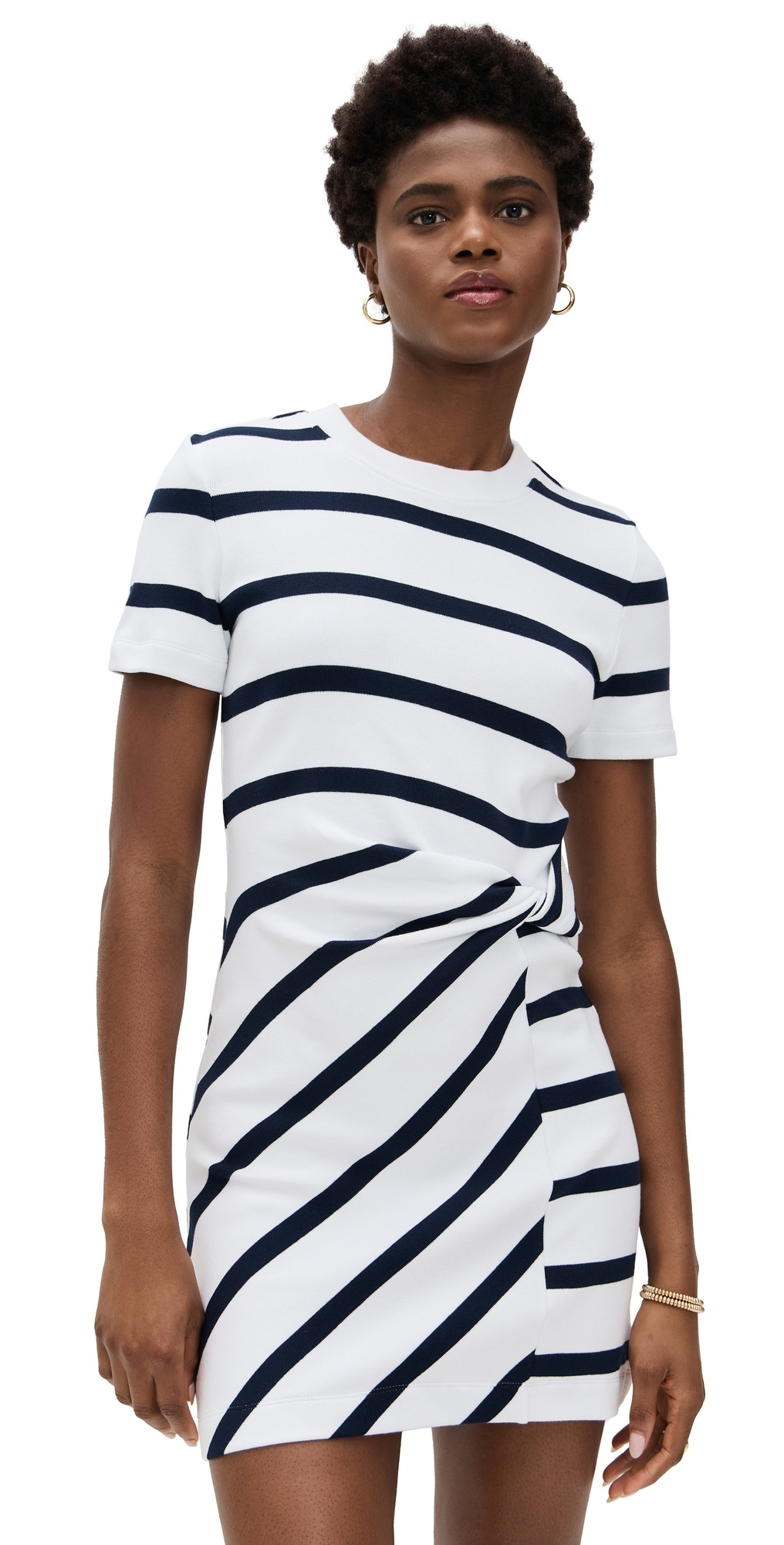 Tanya Taylor Short Short Sleeve Cody Dress White/Maritme Blue Wide Stripe S | Shopbop