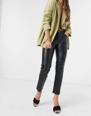 Mango faux leather pants in black | ASOS (Global)