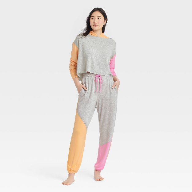 Women's Colorblock Fleece Lounge Jogger Pants - Colsie™ Gray | Target