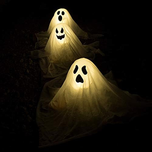 JOYIN Halloween Outdoor Decorations White Ghost Garden Stakes with Light Up Design (3 Packs), Clo... | Amazon (US)