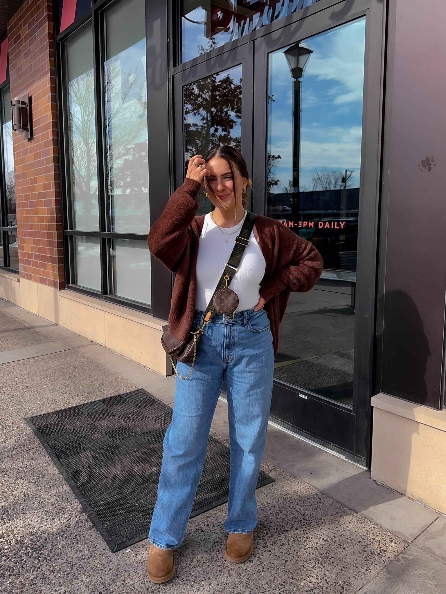 Casual neutral spring transition outfit - bodysuit & cardigan on sale under $20!!! Denim on sale too!!! S in both, 28s denim, size down .5 in mini Uggs

#springoutfits #jeans #casualoutfits

#LTKunder100 #LTKSeasonal #LTKsalealert