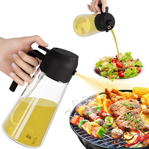 Marbrasse Oil Dispenser for Kitchen,20 OZ /600ml Leakproof Glass Oil Bottle Olive Oil Container with Auto Flip Cap for Kitchen Cooking (Black) | Amazon (US)