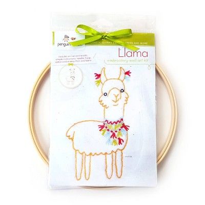 Penguin & Fish Llama Embroidery Wall Art Kit | Target