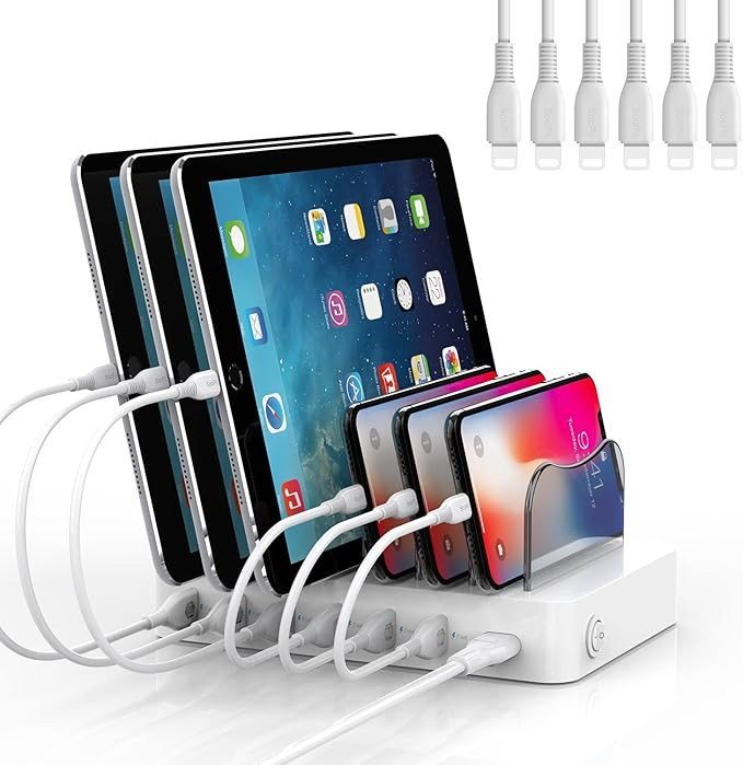 SooPii Premium 6-Port USB Charging Station for Multiple Devices, 6 Charging Cables Included, Comp... | Amazon (US)