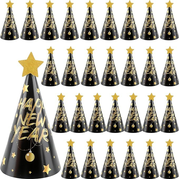 Sonarun 30 Pack Happy New Years Cone Hats New Years Eve Party Hats for New Year Decorations New Y... | Amazon (US)