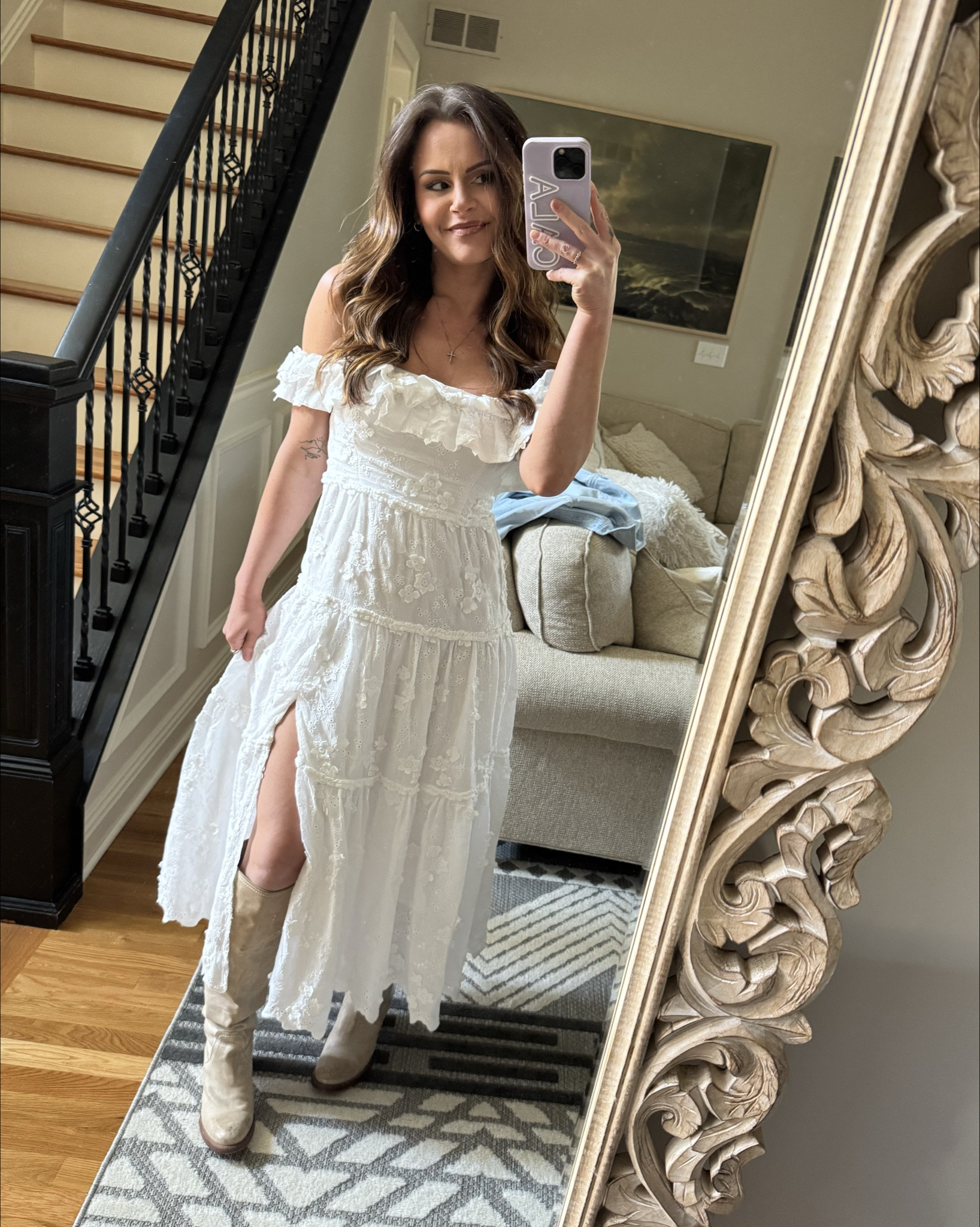 Obsessed with this OTS white maxi dress 🤍 I wore this today for our family pictures 🫶

This was part of my @Fashionpass haul and I might had a hard time sending back :) 

This would also be perfect to take on a vacation, beach photos, engagement pictures or really anything! This dress is stunning. It has beautiful lace detail with little flowers, feminine ruffles across the shoulders, plus a little slit with a float bottom and it fits perfectly. Normally with ots, the dress has a hard time staying up but this one stayed in place and it was comfortable 🙌 (wearing a small) 


#LTKootd #LTKTravel #LTKWedding