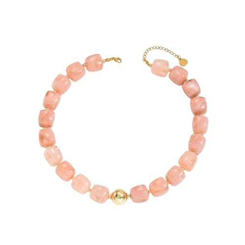 CXENSJH Chunky Acrylic Resin Beaded Necklace for Women Colorful Large Round Choker Adjustable Stack Acrylic Beads Necklace Resin Summer Party Jewelry(Blue) | Amazon (US)