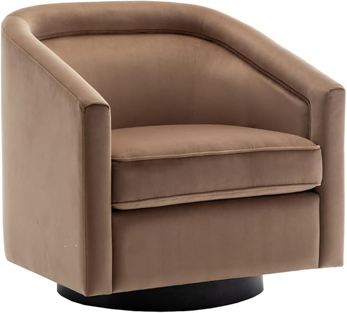 Wovenbyrd Classic Mid-Century 360-degree Swivel Barrel Accent Chair, Light Brown Velvet | Amazon (US)
