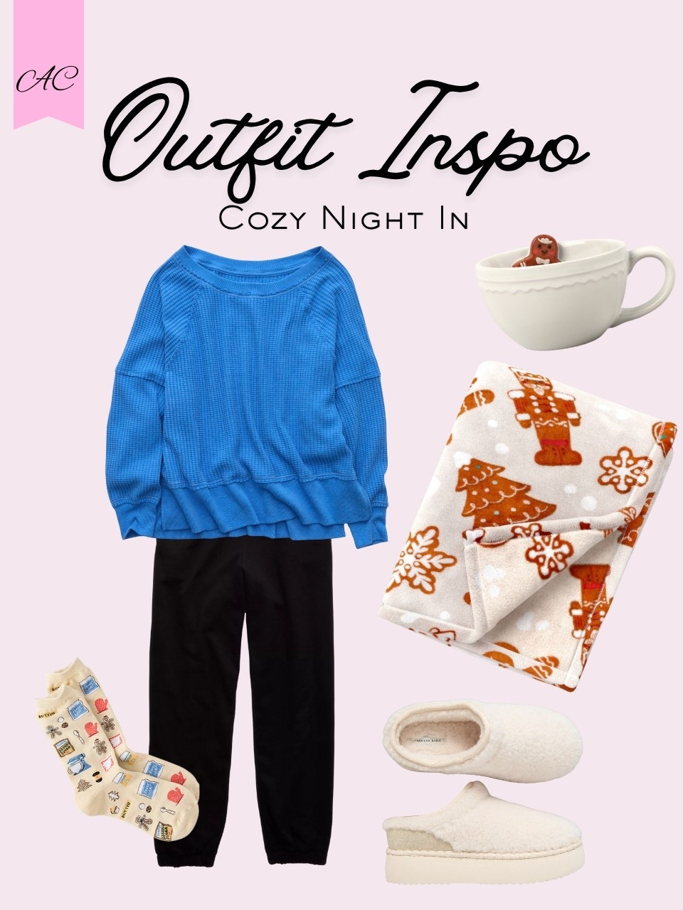 The perfect outfit and accessories for a cozy day or night in. A cozy blanket, cute coffee mug, cozy slippers, comfy sweatshirt, cozy sweatpants and cute socks!

#LTKFindsUnder50 #LTKSeasonal #LTKStyleTip