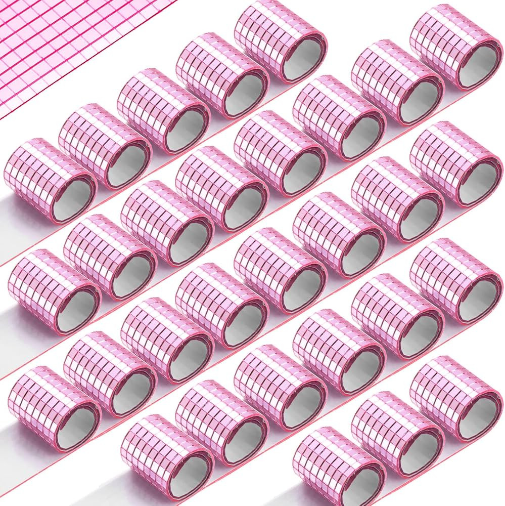 Sumind 23040 Pcs Self Adhesive Mosaic Tiles, Pink Glass Mirror Tiles, Square Disco Tiles for DIY ... | Amazon (US)