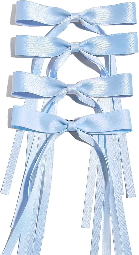 Ayesha Blue Hair Bows Clips Blue Ribbon Bows with Long Tail Blue Bows Barrettes Hair Accessories ... | Amazon (US)