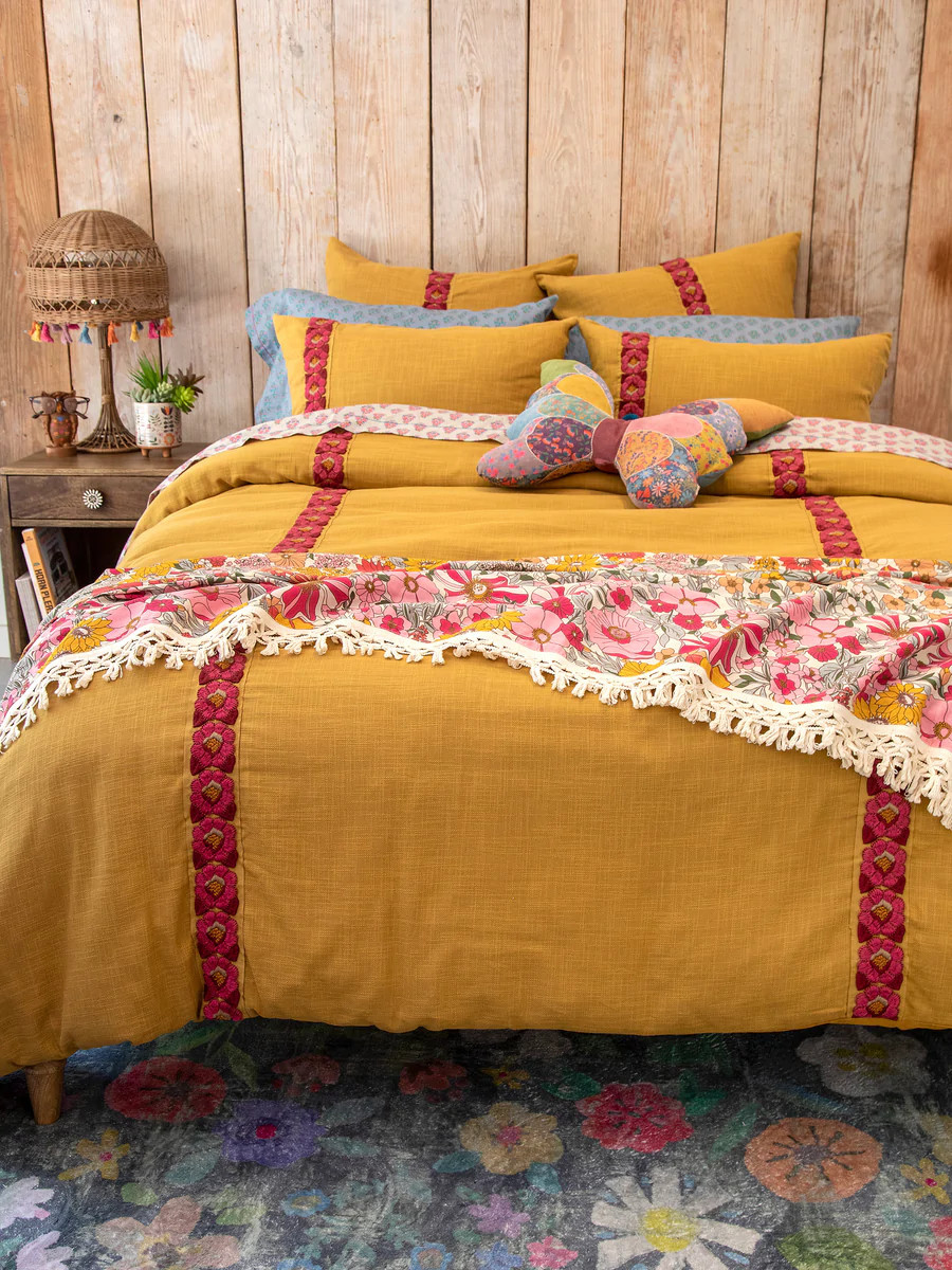 Katya Embroidered Duvet Cover - Marigold | Natural Life