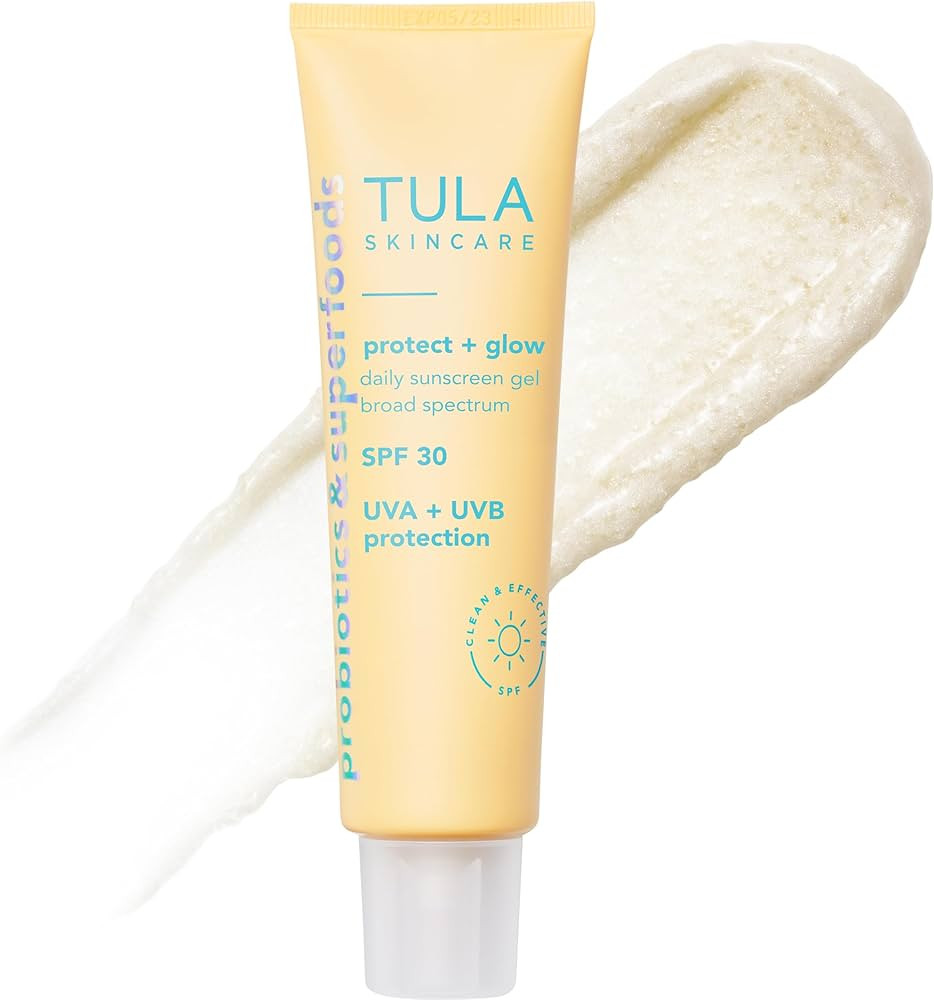 TULA Skin Care Protect + Glow Daily Sunscreen Gel Broad Spectrum SPF 30 - Skincare-First, Non-Gre... | Amazon (US)