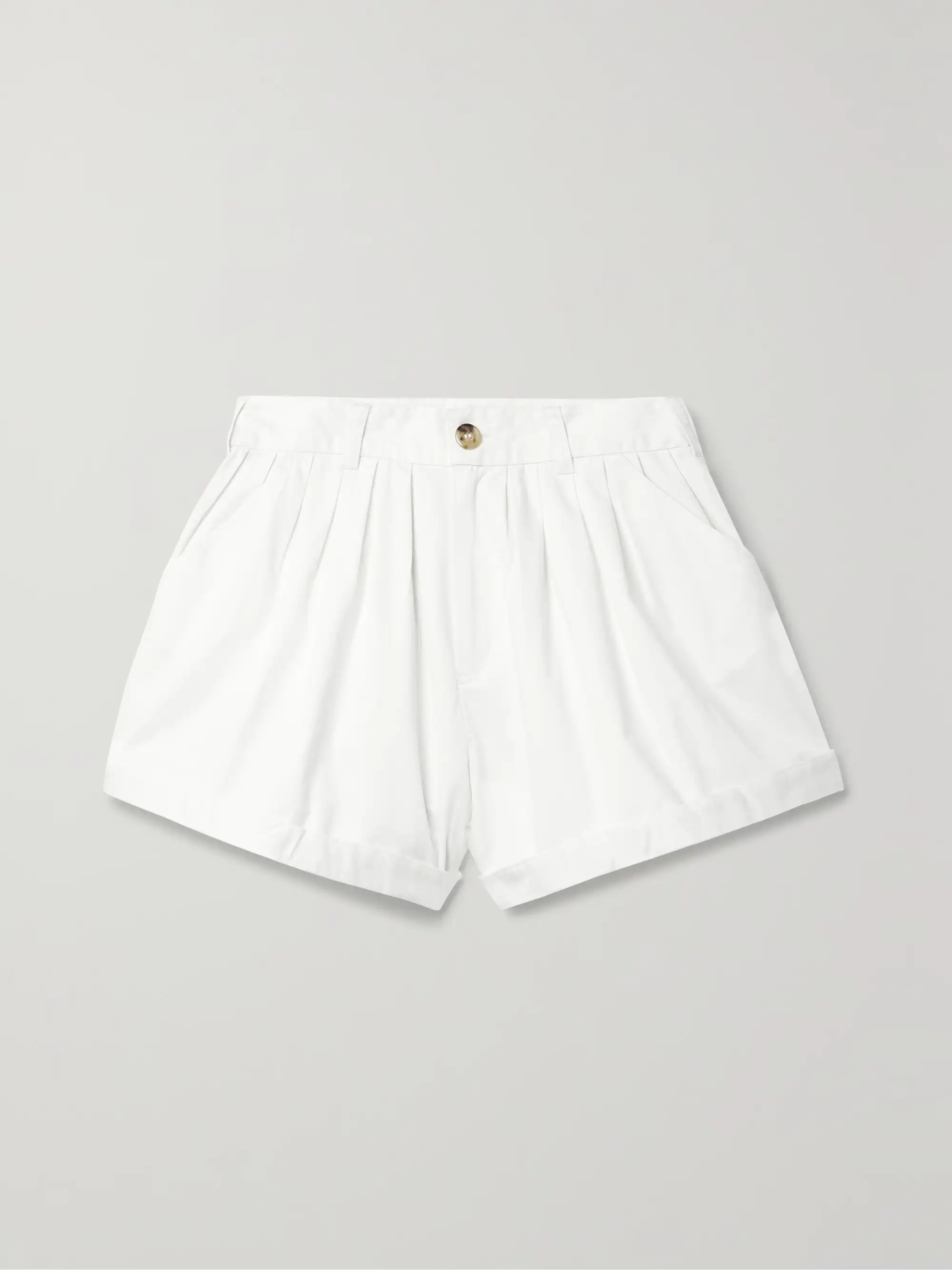 Paige pleated cotton-twill shorts | NET-A-PORTER (US)