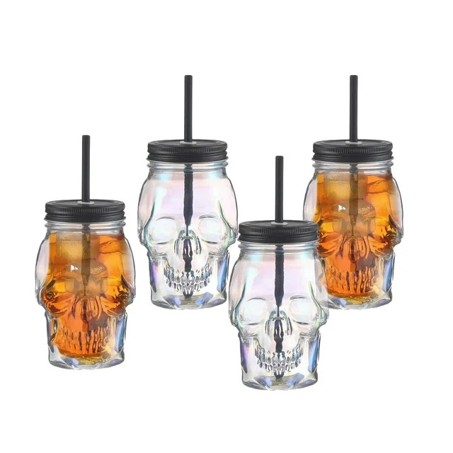 Way To Celebrate Glass Skull Sipper 4 Pack Iridescent | Walmart (US)