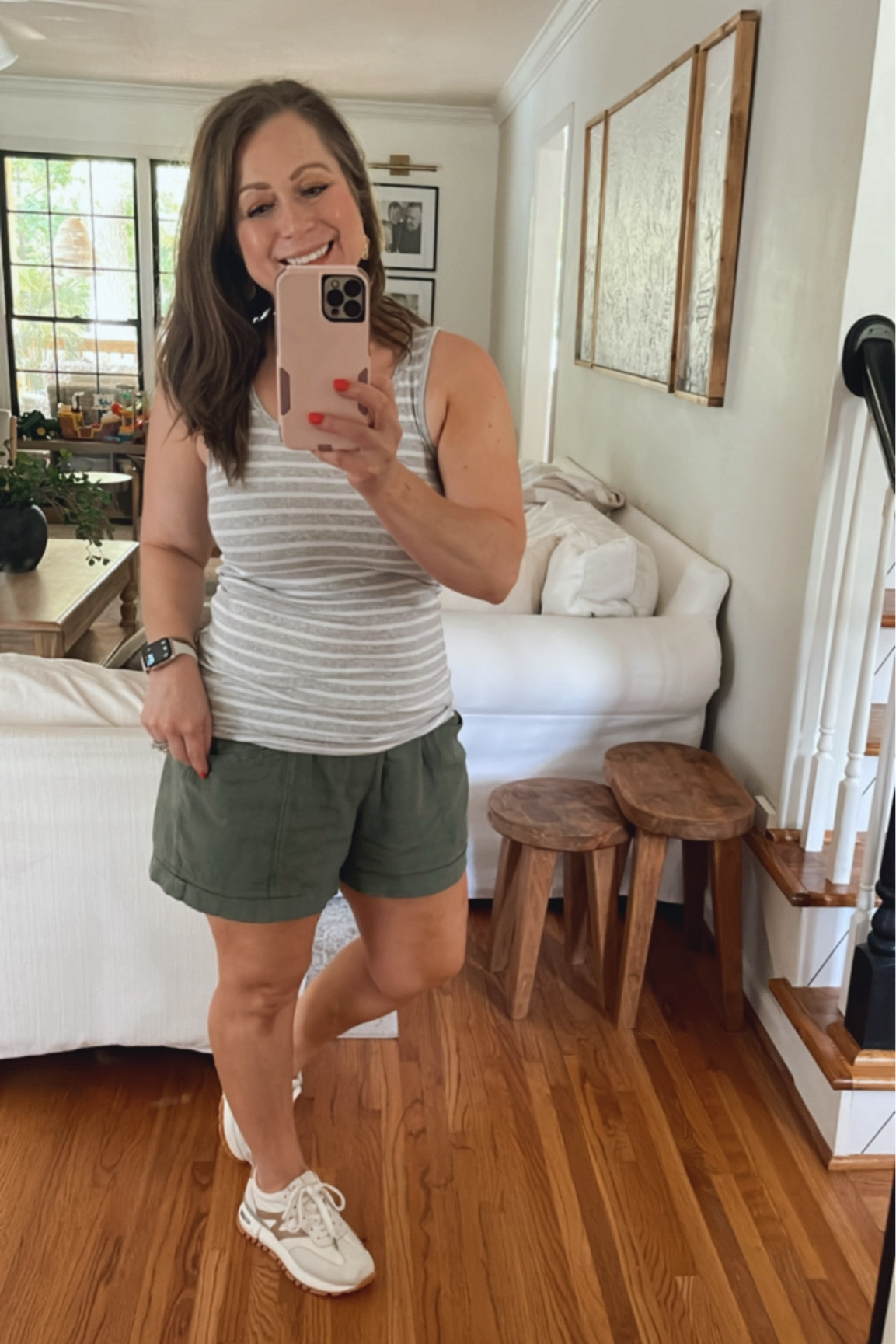 Todays OOTD

•stripe tank 
•linen shorts
•no show socks 
•neutral sneakers 
•hammered gold tone earrings
•necklace 

#LTKShoeCrush #LTKSeasonal #LTKMidsize