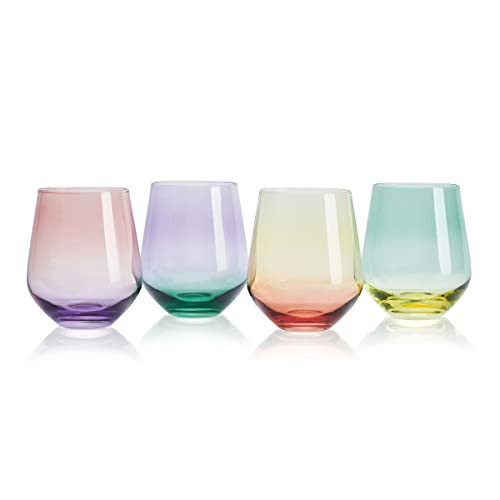 Mikasa Chroma Set of 4 Stemless Wine Glasses, 13 Ounce, Rainbow | Amazon (US)