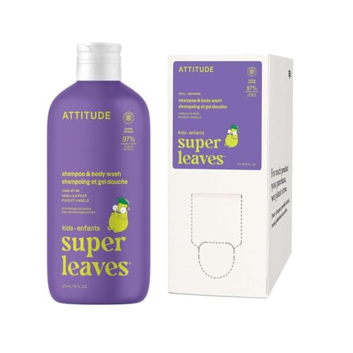 Bundle of ATTITUDE Shampoo and Body Wash for Kids, EWG Verified, Plant- and Mineral-Based Ingredients, Vegan, Vanilla & Pear, 16 Fl Oz + Bulk Refill 67.6 Fl Oz | Amazon (US)