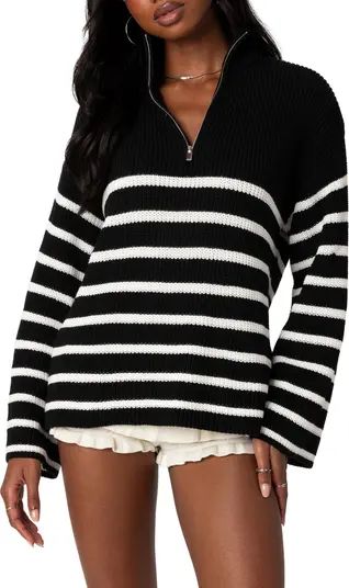 EDIKTED Stripe Oversize Quarter Zip Sweater | Nordstrom | Nordstrom