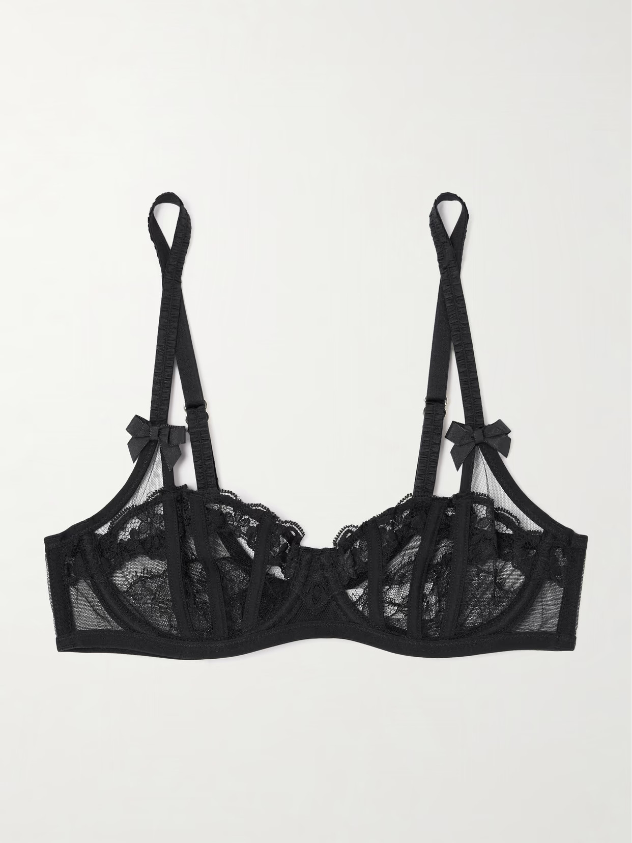 Agent Provocateur - Mariann Tulle And Lace Underwired Soft-cup Balconette Bra - Black | NET-A-PORTER (US)