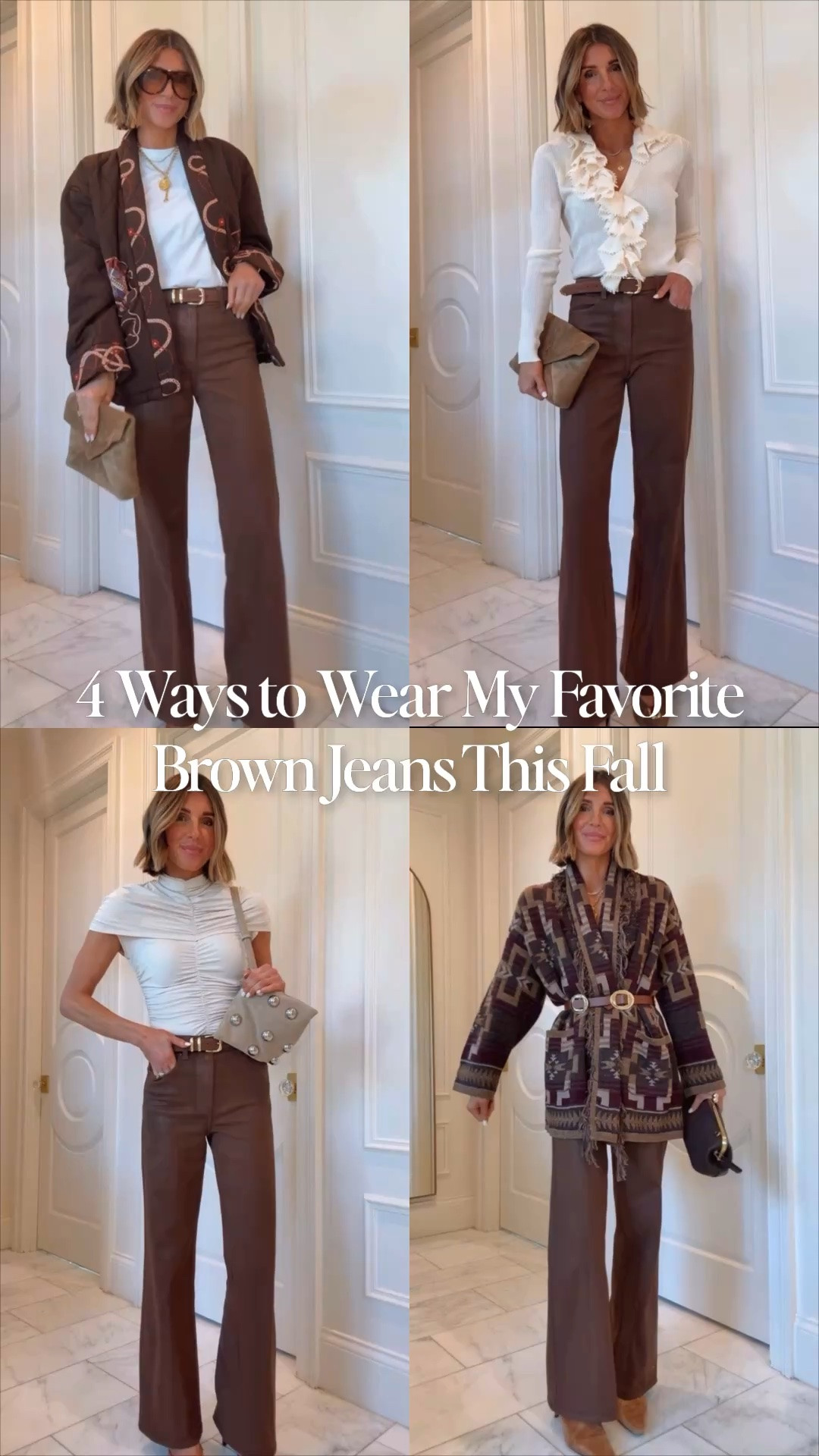 5 ways to wear my favorite brown jeans for fall. I'm 5'7 wearing size 25 they fit tts