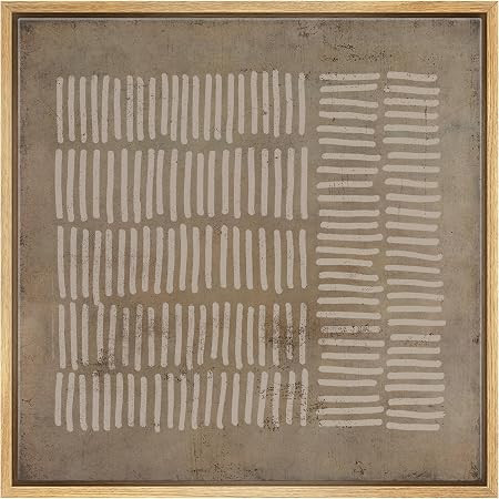 SIGNWIN Framed Canvas Print Wall Art Brown White Grunge Geometric Lines Abstract Shapes Modern Ar... | Amazon (US)