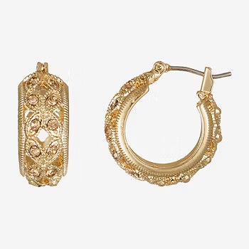 Monet® Gold-Tone Glass Hoop Earrings | JCPenney