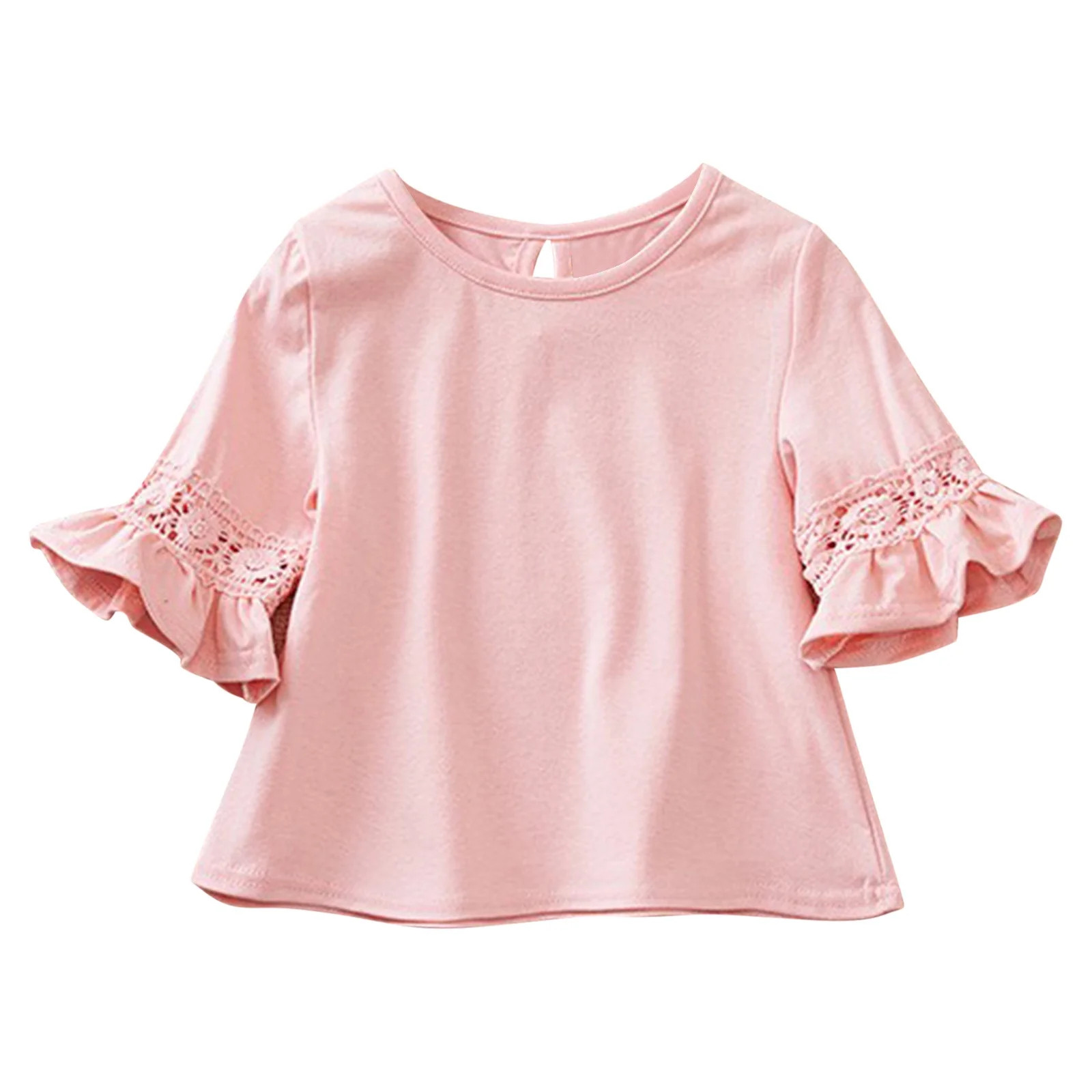 Toddler Girls Ruffle Half Sleeve Shirts Summer Cute Crewneck Blouse Tops 1-5 Years - Walmart.com | Walmart (US)