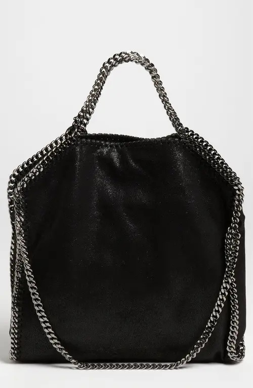 Stella McCartney 'Falabella - Shaggy Deer' Faux Leather Foldover Tote in Black at Nordstrom | Nordstrom