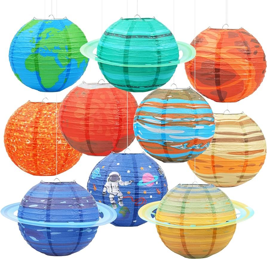 Planet Paper Lanterns, 10 PCS Outer Space Party Decorations, Solar System Planets Lantern for Kid... | Amazon (US)